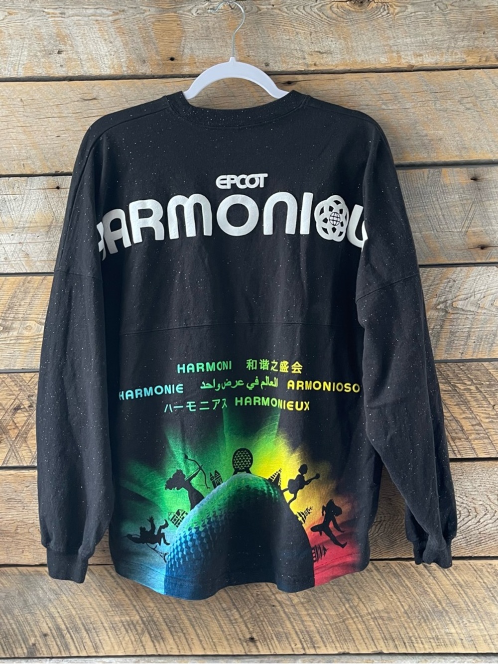 Disney World EPCOT Harmonious Spirit Jersey Glitter Black Sz Medium